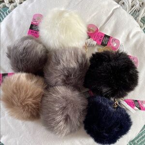 Luxurious Faux Fur Pom Pom Key Chains - Set of 7